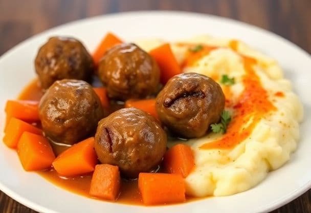 Gehaktballen met Gestoofde Wortelen