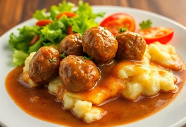 Aardappelpuree met Gehaktbal