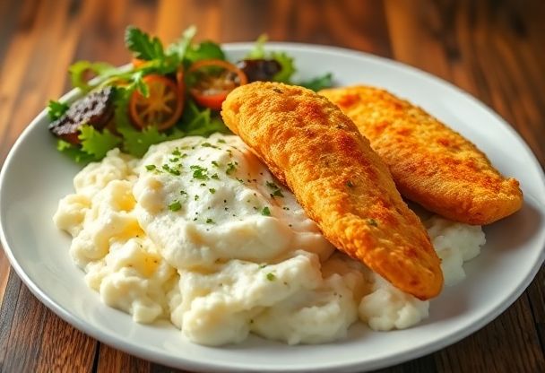 Aardappelpuree met Vissticks
