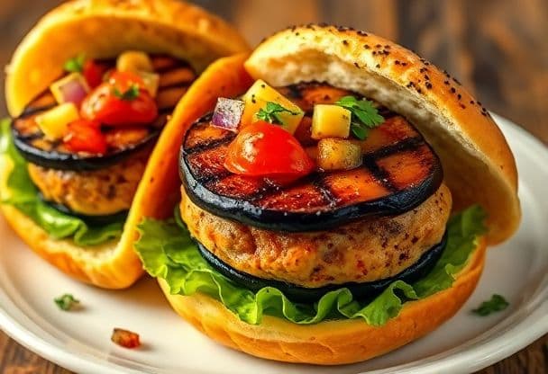 Aubergine Burgers