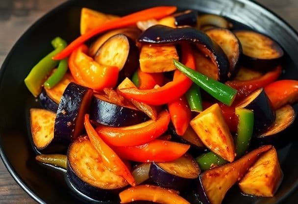 Aubergine en Paprika Roerbak