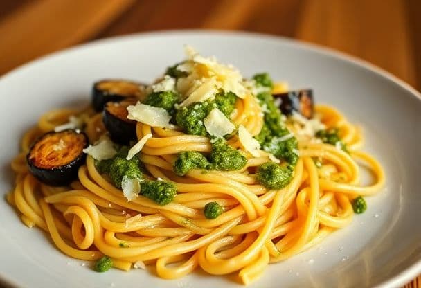 Pasta met Aubergine en Pesto