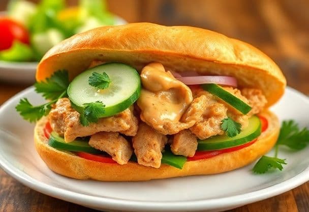 Banh Mi met Kip en Pindasaus