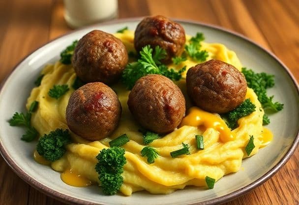 Boerenkoolstamppot met Gehaktballen