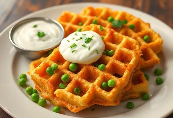 Doperwten en Gekruide Aardappelwafels
