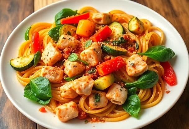 Eenpanspasta met Kip en Groenten