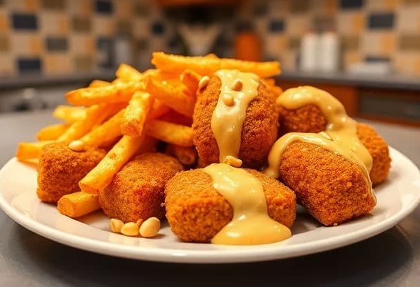 Friet met Kroket en Pindasaus