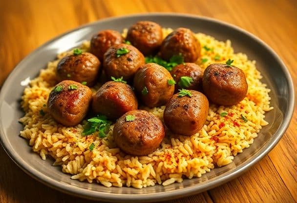 Gehaktballen met Gekruide Rijst