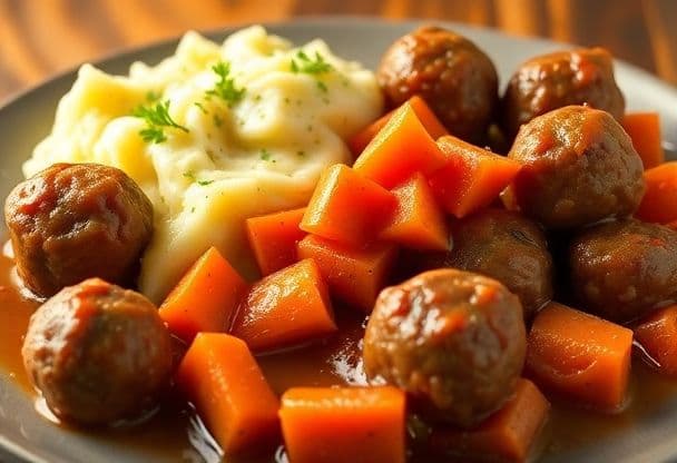 Gehaktballen met Gestoofde Wortelen