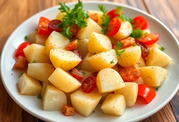 Gekookte Aardappelen met Gemengde Groenten