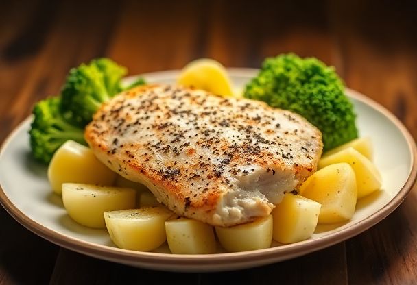 Gekookte Aardappelen met Kipfilet en Broccoli