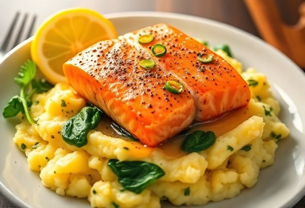 Gezonde Aardappelstamppot met Spinazie en Zalm