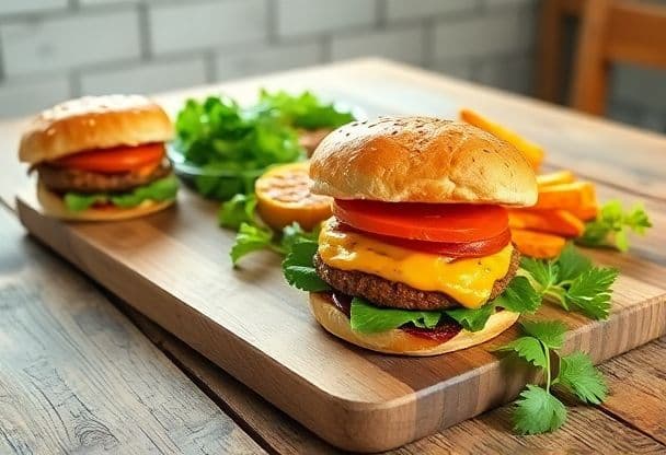 Gezonde Smashed Burgers met Knapperige Zoete Aardappel Frietjes in 30 Minuten