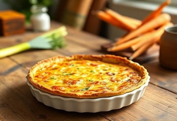 Snelle en Gezonde Wortel- en Prei Quiche met Krokante Korst in 35 Minuten