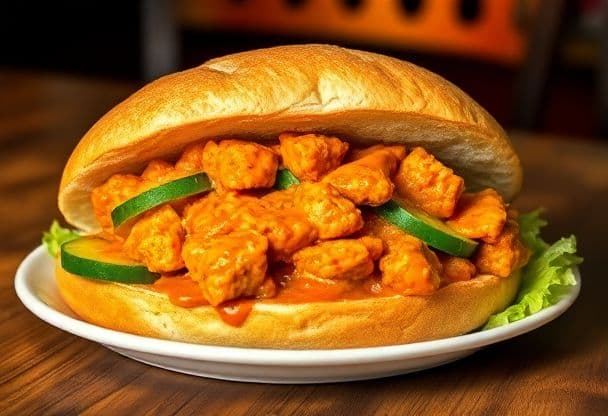 Gigantische Sandwiches met Kip Curry Saus