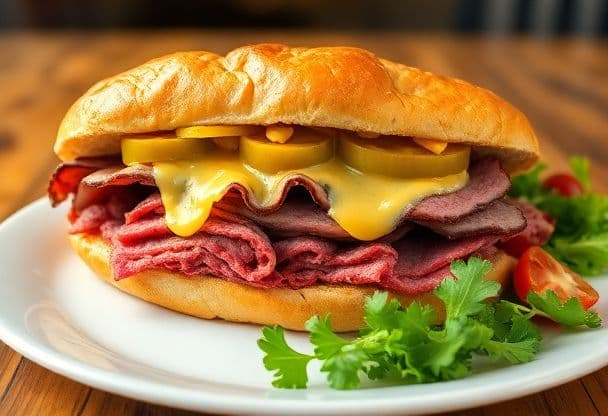 Gigantische Sandwiches met Roastbeef en Kaas