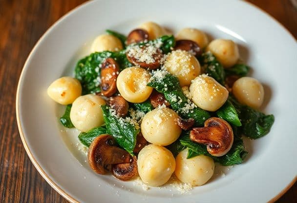 Gnocchi met Paddenstoelen en Spinazie
