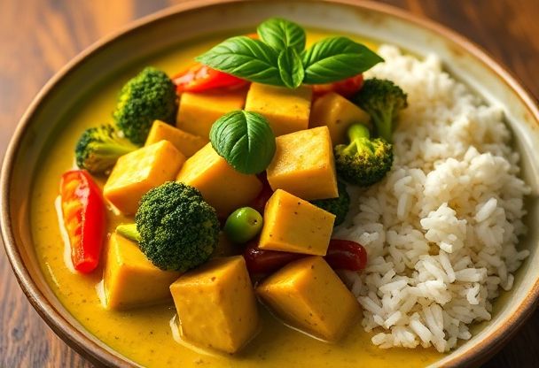 Groene Curry met Tofu en Groenten