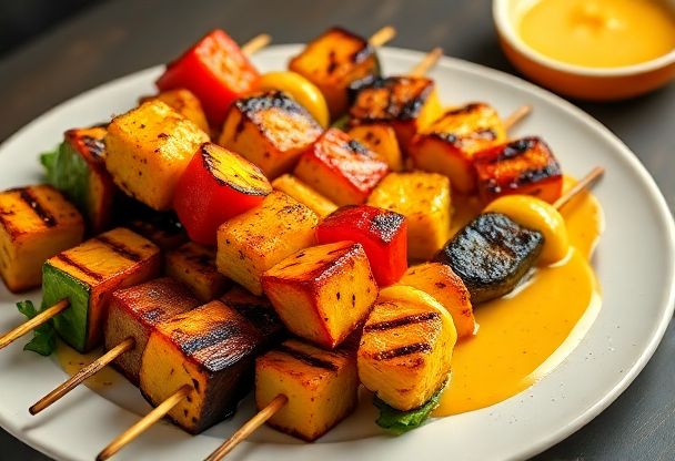 Groentespiesjes met Honing-Mosterd Saus