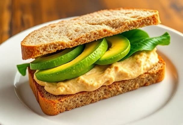 Hummus en Avocado Sandwiches