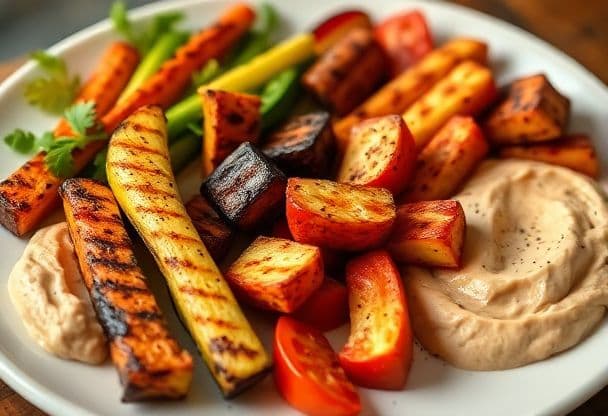 Gegrilde Groenten met Hummus Dips