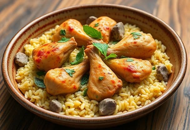Kip met orzo en kruiden