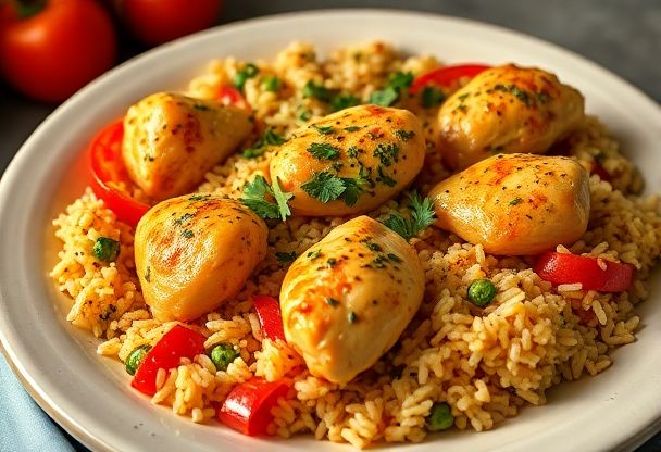 Kip Ovenschotel met Paprika en Rijst