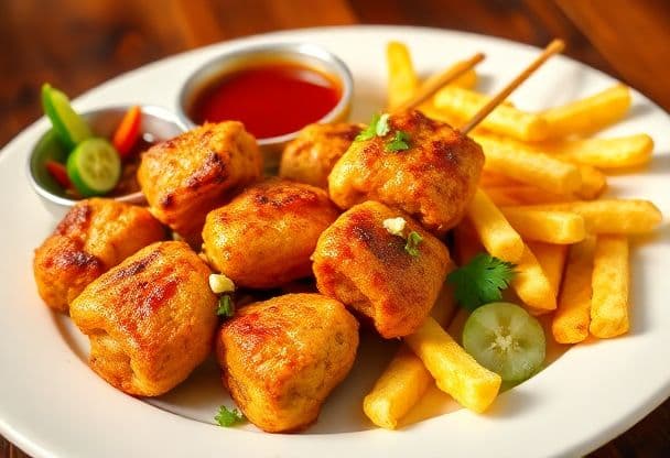 Kip Saté met Frietjes