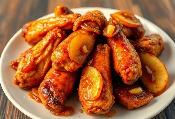Kipkluifjes met Karameliseerde Uien en Appel