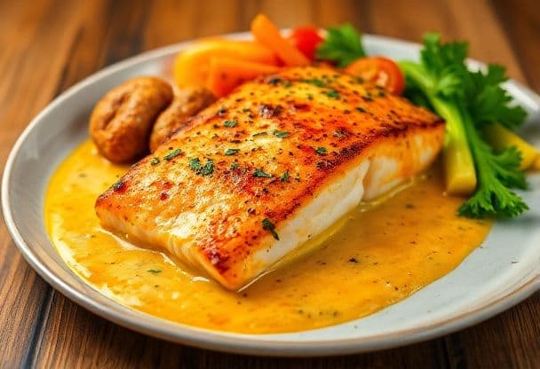 Knapperige Gebakken Zalm met Romige Currysaus in 20 Minuten