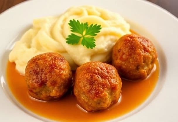 Knapperige Gehaktballen met Romige Aardappelpuree in 30 Minuten
