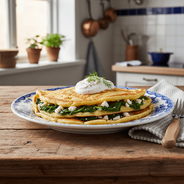 Knapperige Pannenkoeken met Spinazie en Feta - Gezonde, Romige en Snelle Maaltijd
