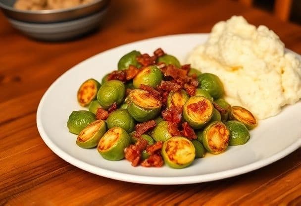 Knapperige Spruitjes met Spekjes en Romige Aardappelpuree in 30 Minuten