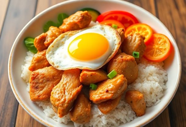 Koreaanse Kip Bowl met Gebakken Ei