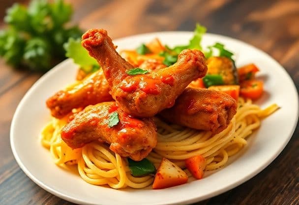Kruidige Kipvleugeltjes met Pasta en Groenten
