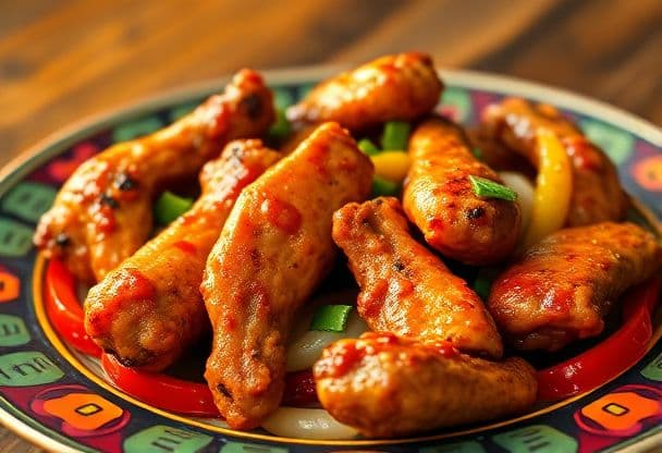 Kruidige Kipvleugeltjes met Zoete Peper en Ui