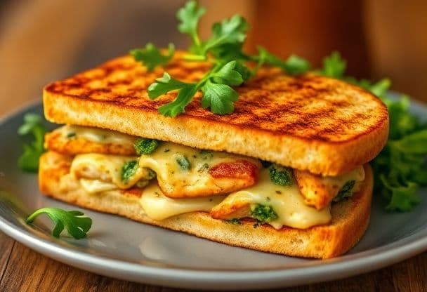 Kruidige Tosti met Kip en Pesto