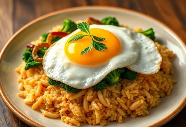 Nasi Goreng met Ei en Groene Groenten