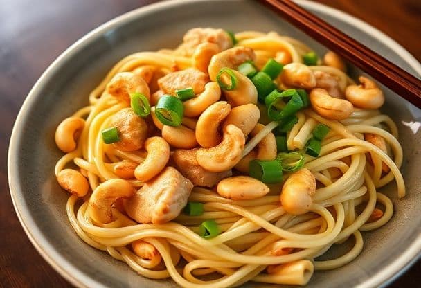 Noedels met Kip en Cashewnoten