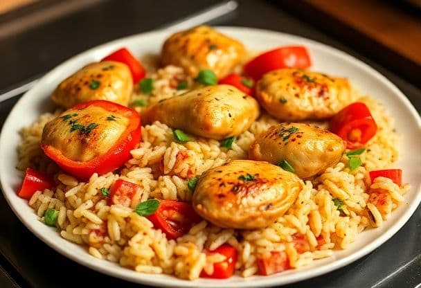 Kip Ovenschotel met Paprika en Rijst