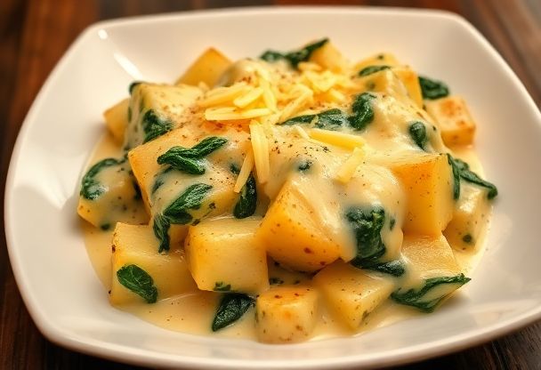Ovenschotel met Aardappelen en Spinazie