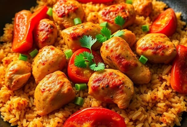 Paella met Kruidige Kip en Peppers