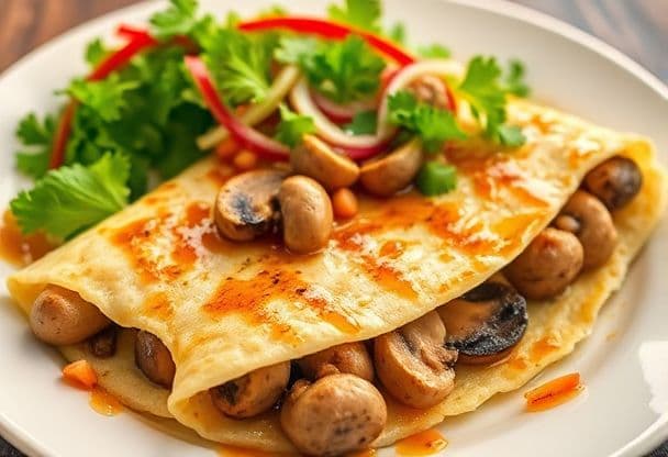 Pannenkoek met Champignons en Ui