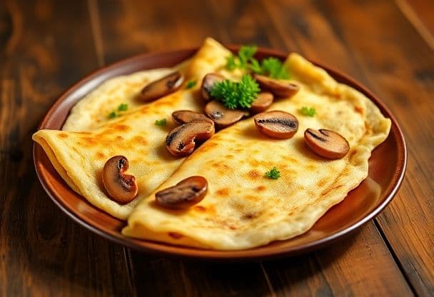 Pannenkoeken met Champignons en Ui
