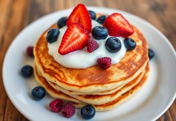 Pannenkoeken met Yoghurt en Bessen