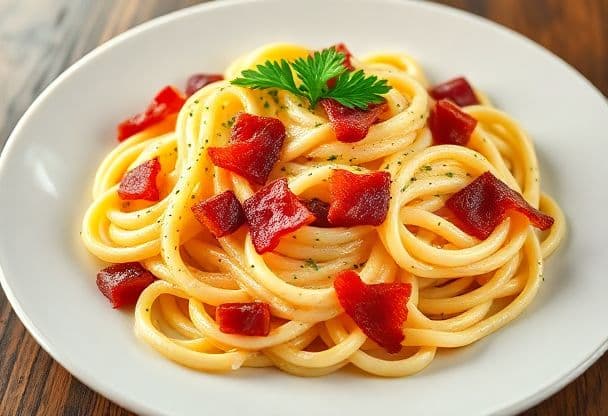 Pasta Carbonara met Spekjes