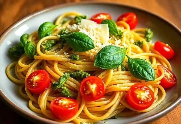 Pasta met Pesto en Cherrytomaten