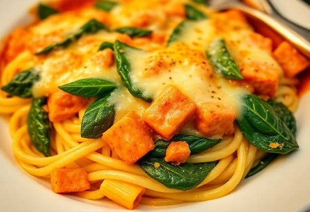 Ovenschotel met Pasta, Zalm en Spinazie