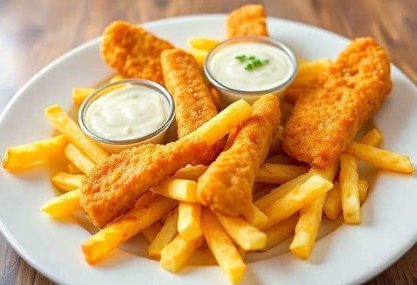 Patat Friet met Vissticks en Tartaar