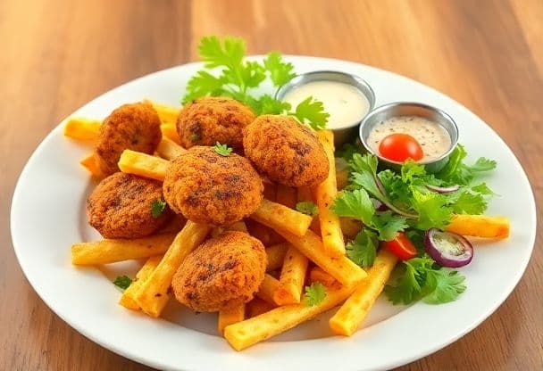 Patat Friet met Vegetarische Kroketten